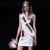 Halloween Kostüm Requisiten Gotische Hochzeitskleidung mit Brautstrauß und Krone Zombie Verkleidungszubehör für Partys Veranstaltungen