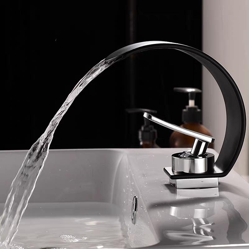 Luxury Brass Hot & Cold Waterfall Faucet for Bathroom Washbasins
