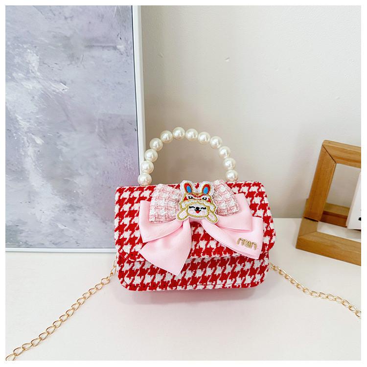 Lovely Red Velvet Tiger Head Handbag For Girls Trendy Crossbody Bag For Kids