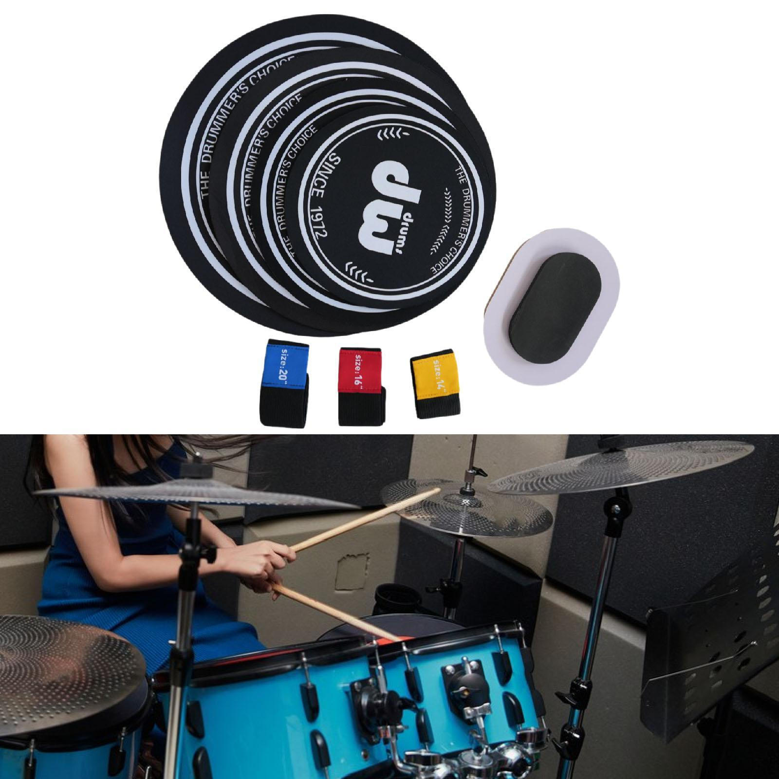 

10 12 14 16 дюймовые пэды для заглушения барабанов, тренировочный пэд и заглушки для тарелок для домашнего использования with 3 Cymbal Mutes