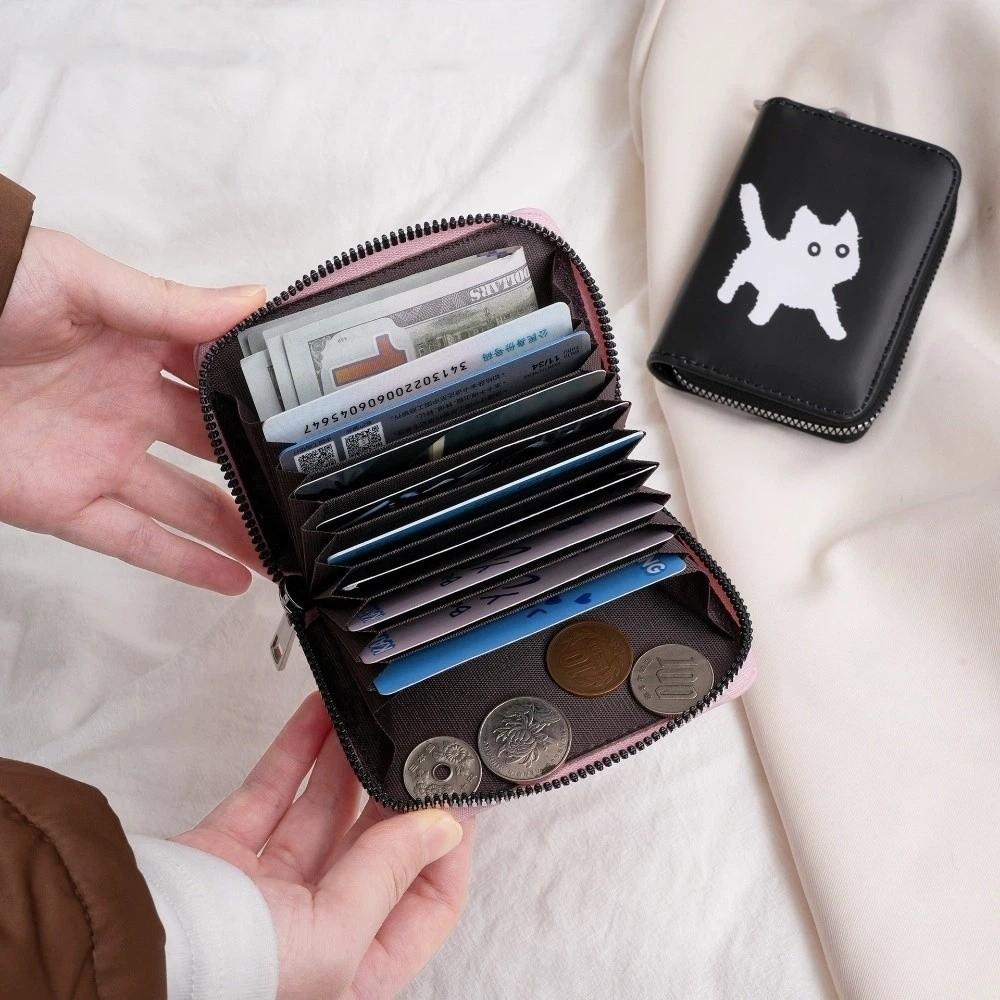 New Cat Short Wallet Large Capacity Multi Slot Coin Purse Zipper Multi Functional Money Bag