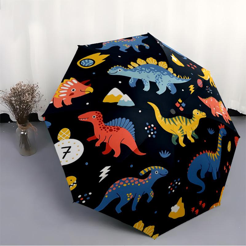 1pc Dino World Automatic Open/Close Umbrella, Windproof, Folding Compact Umbrella with Lightweight Design for Women/Men123