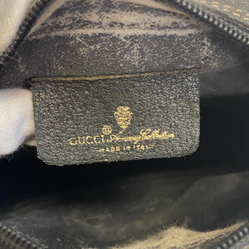 GUCCI 066 Old Gucci pochette Shelly line GG pattern leather Shoulder Bag gray leather Women Used