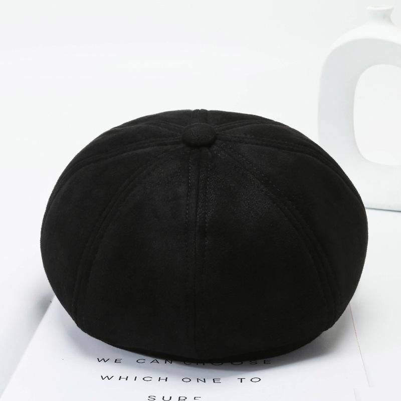 100% Fashionable Octagonal Hat Korean Version British Retro Solid Color Baseball Cap Beret Shows Small Face