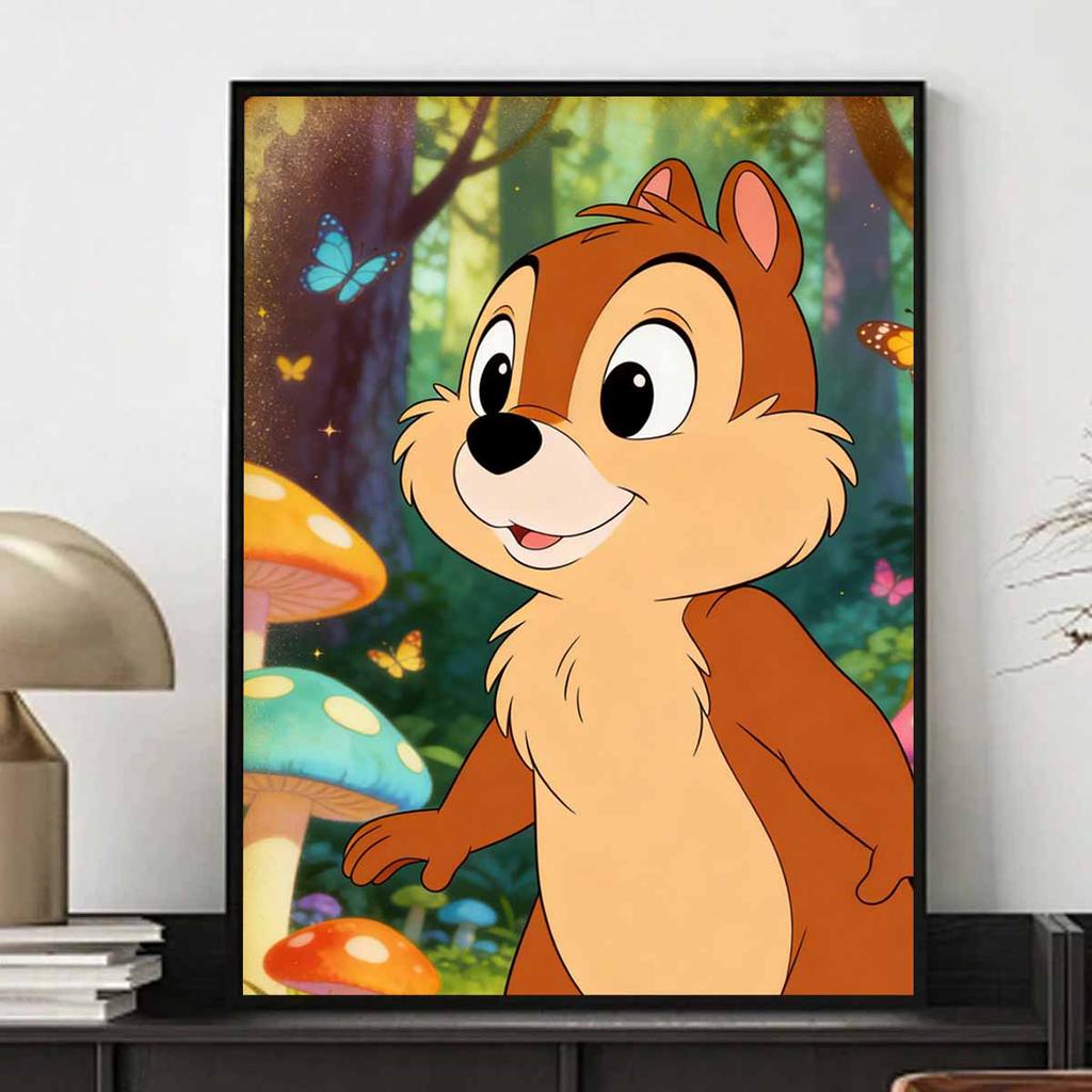 Disney Chip 'n Dale diamond painting mosaic art kit 5D handmade diy gift home decoration. Forest theme with mushrooms and butterflies