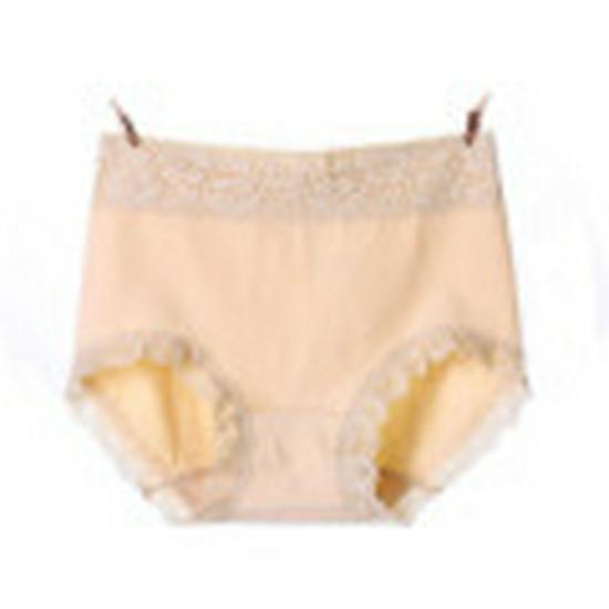 Women's Plus Size High-Waist Breathable Cotton Lace-Trim Tummy Control Panties