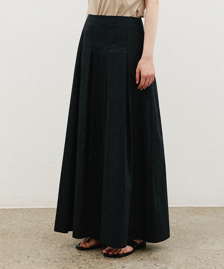 Artid Pleated Long Skirt_Navy