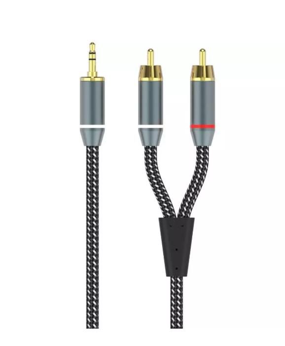 Câble Jack vers RCA - ADEQWAT - 1.50m - Noir - Câble tressé - Ajustement de longueur