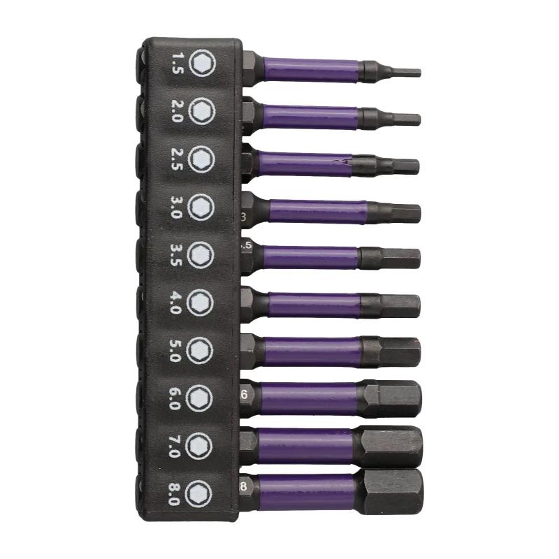 10Pcs Hex Head Wrench Drill Bit With Screwdrivers Bit Holder Set 1/4" Quick Release Shank Magnetic Screwdriver Bit Tools H1.5-H8
