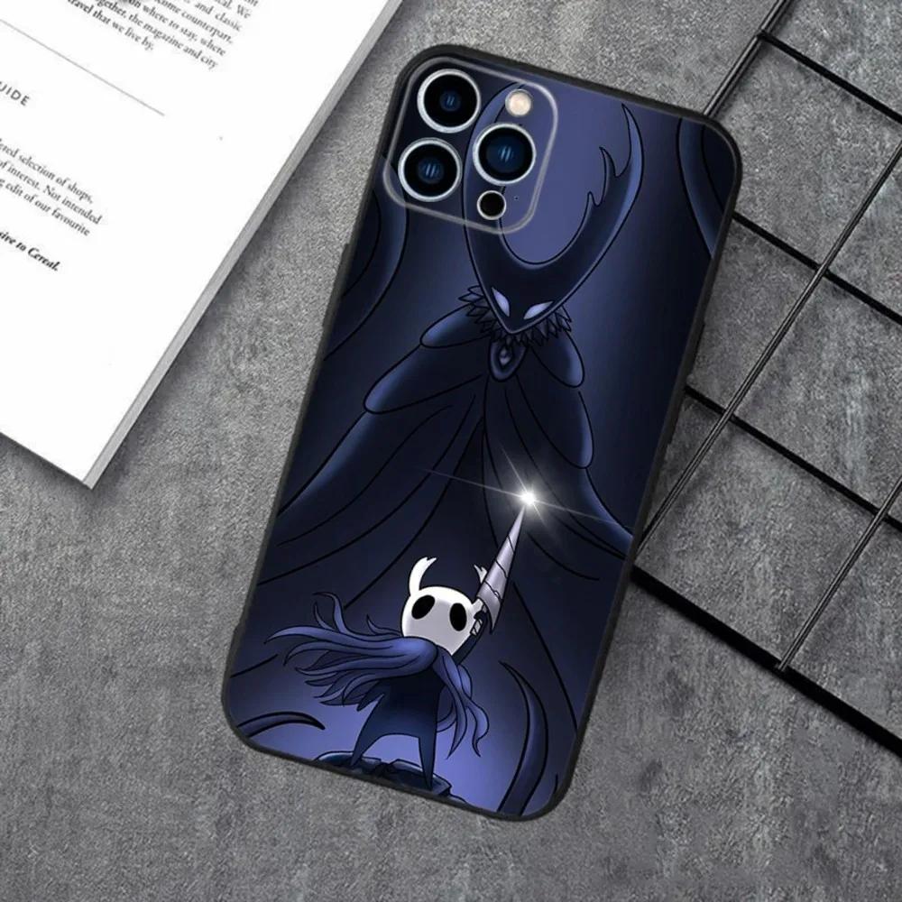 H-Hollow Knight Phone Case For Apple iPhone 15,14,13,12,11,XS,XR,X,8,7,Pro,Max,Plus,mini Silicone Black Cover