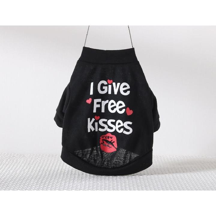 Dog T-Shirts for Small Dogs Girl Free Kisses Cotton Sleeve T Shirts for Puppy Girls, Medium