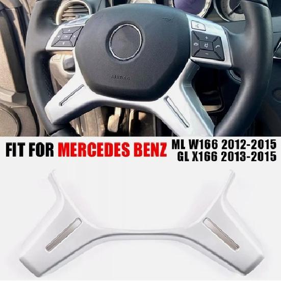 Matte Silver Car Steering Wheel Moulding Cover For Mercedes Benz ML GL 2012-2016
