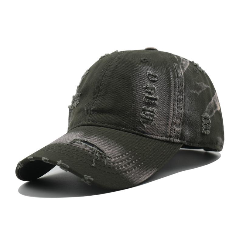Grensoverschrijdende Hottrend Gescheurde Baseballpet Gewassen Kleurverloop Snapback Ademend PVC 6-Panel Koppels Gebogen Vizier Effen