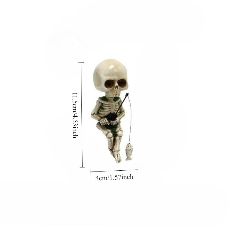 Creative Skull Fishing Resin Craft Ornament - Halloween Decoration Wholesale Available Aquarium Decor Flower Pot Accessory