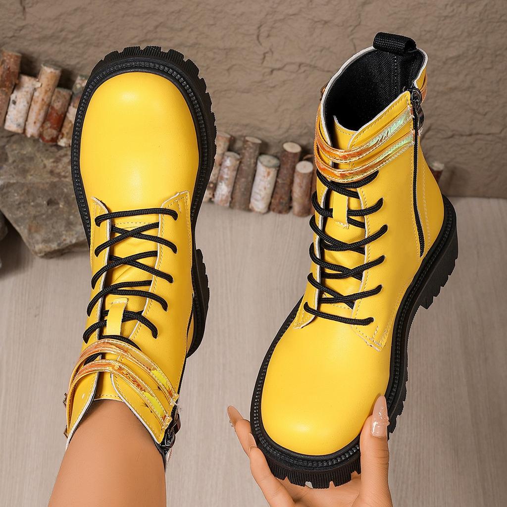 Fashion Booties Fashion British Platform Retro Casual Comfort Round Toe Boots for Women