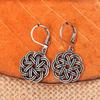 Vintage Viking Celtic Knot Drop Earrings Antique Silver Color Engraved Floral Pattern Dangle Earrings for Women Wedding