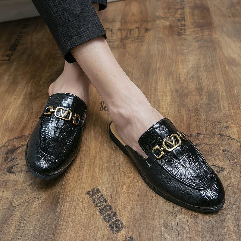 Small Leather Shoes Men's Korean Version Trendy Versatile Casual One-pedal Lazy Loafer Shoes Pointed Hair Stylist Nightclub British Style