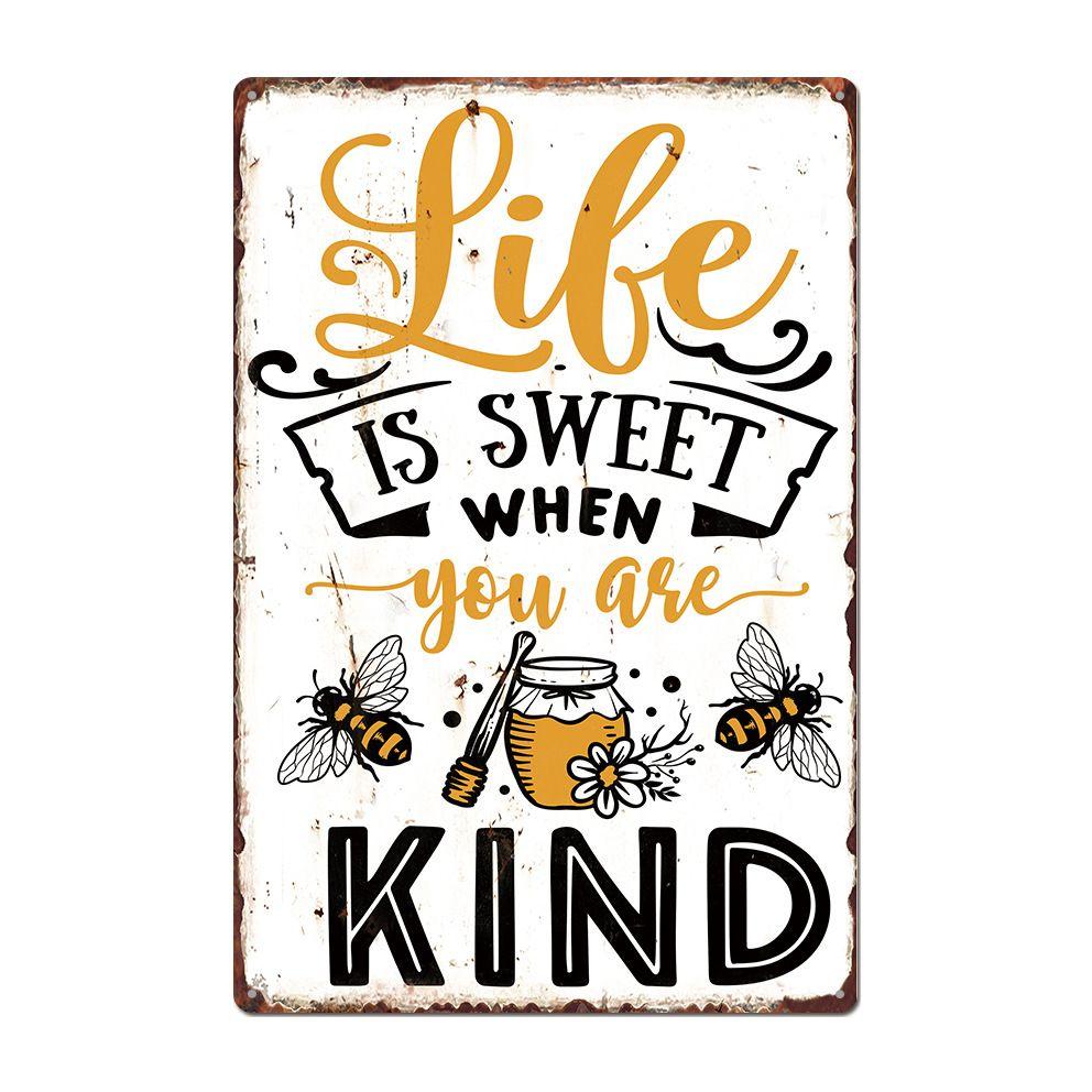 Bee Series Metal Tin Sign Wall Decor 20x30cm