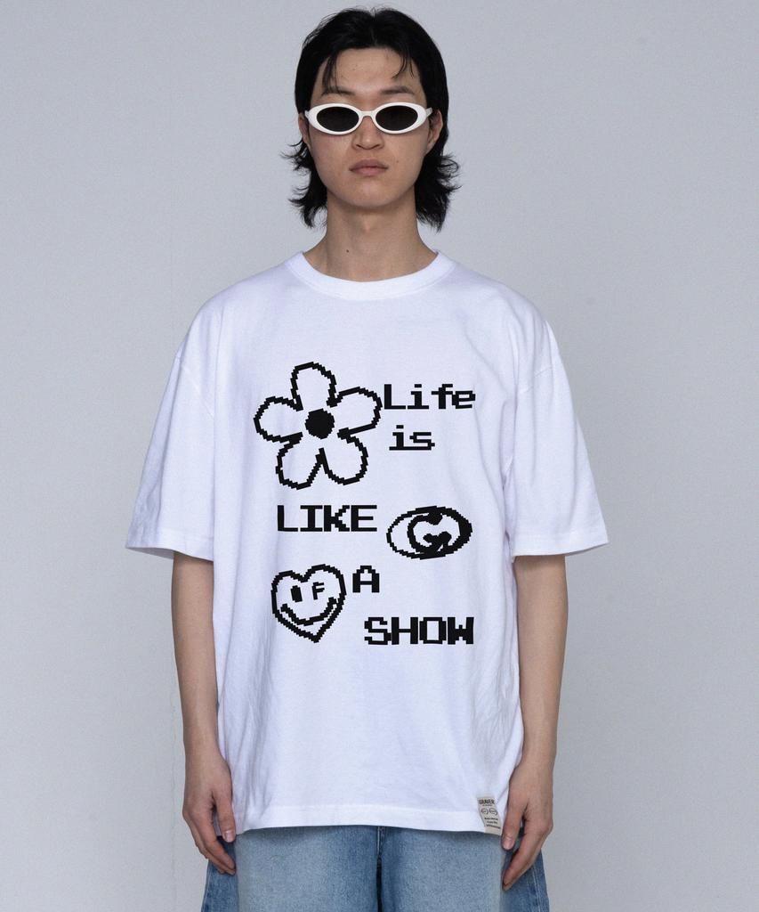 GRAVER [Unisex] Pixel Mix Like Short Sleeve T-Shirt_White