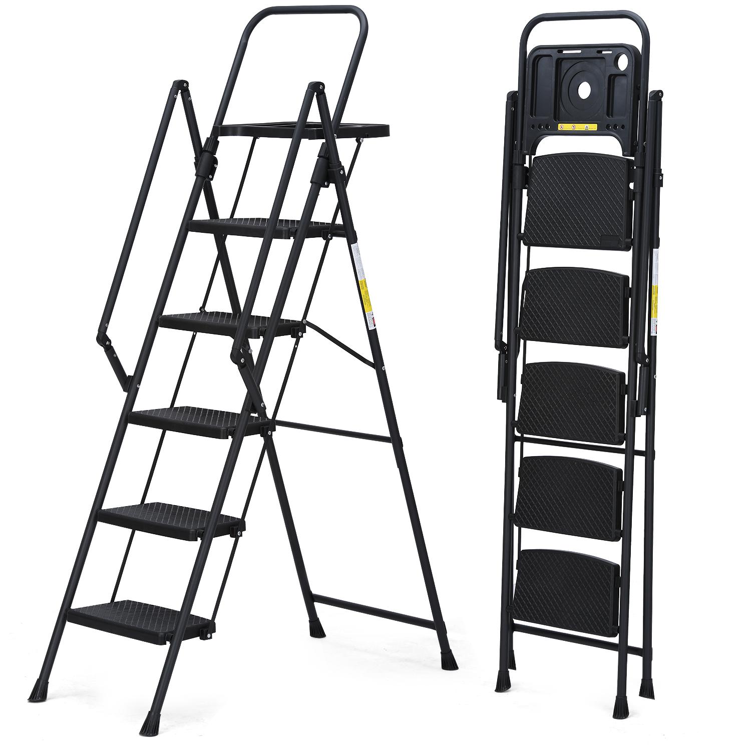 5-Step ladder, foldable step stool with