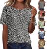 Women’s Vintage Floral Print Henley Neck Button Front Short Sleeve Cotton Linen Shirt Casual Loose Fit Blouse Top