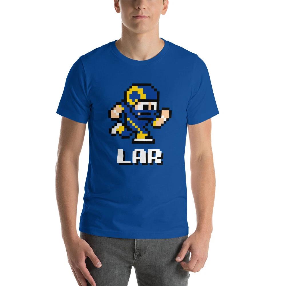 Los Angeles Rams LA NES Football Player 8-bit Tecmo Super Bowl Nintendo T-Shirt M