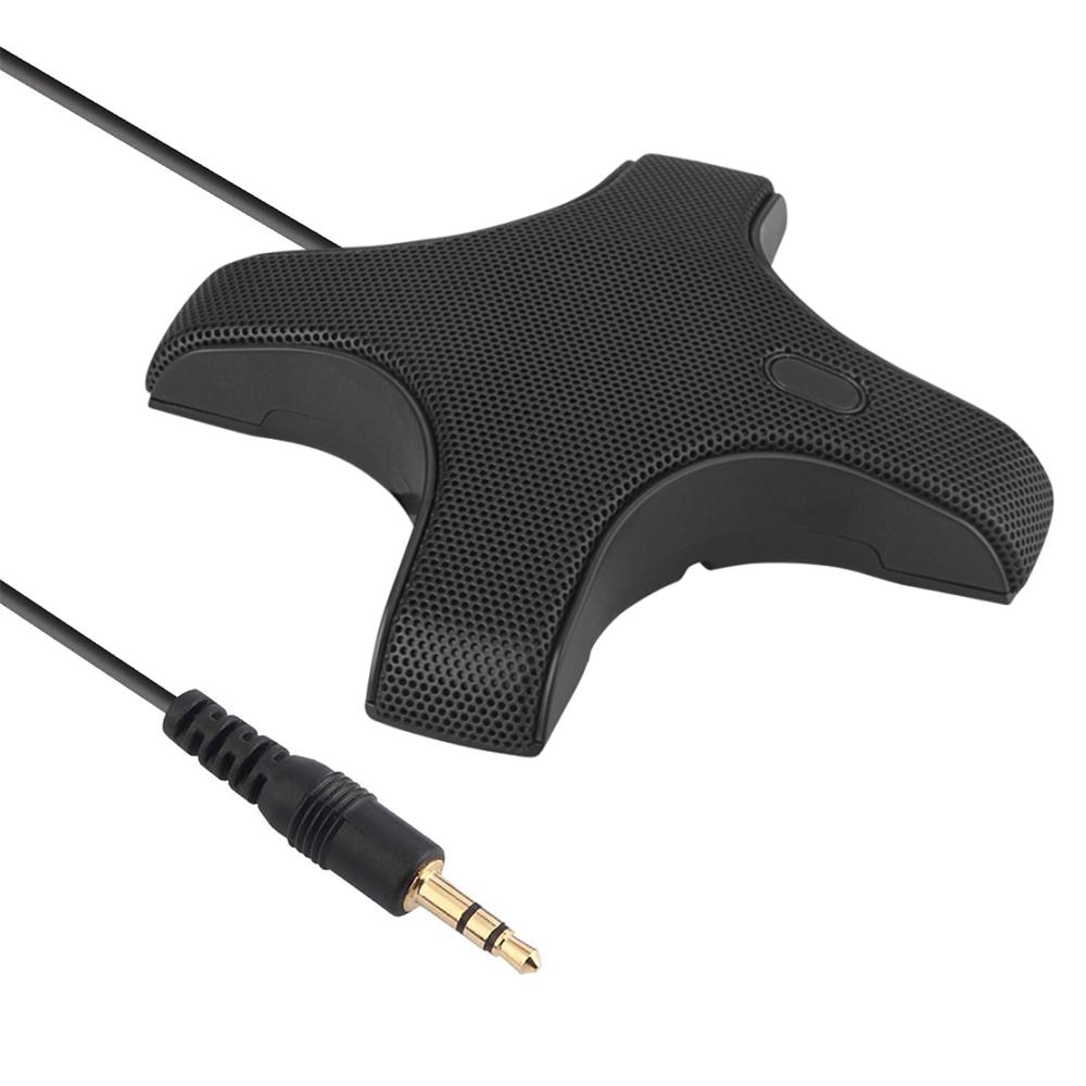 

Конференц-микрофон 360 градусов всенаправленный конденсаторный ПК-микрофон Plug & Play 3,5 мм для видеоконференций чёрный