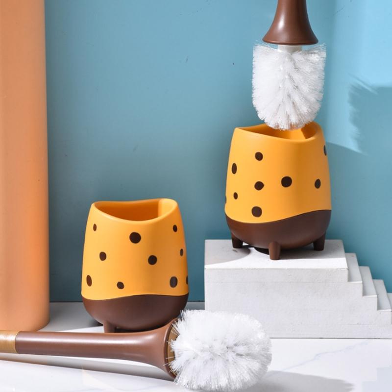 Roztomilý čisticí kartáč na toaletu ve tvaru žirafy, kartáč na toaletu a držák, čistič na toaletu s dlouhou rukojetí pro čištění toalety