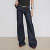 Jeans a zampa slim fit da donna Y2K Vintage a vita bassa in denim elasticizzato con ricami stile distressed per outfit quotidiani
