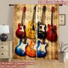 2D Flat Printing 2pcs Curtain Curtains Colorful Guitars Digital Printed Polyester Drapes Holiday Decorations Use for Parties and