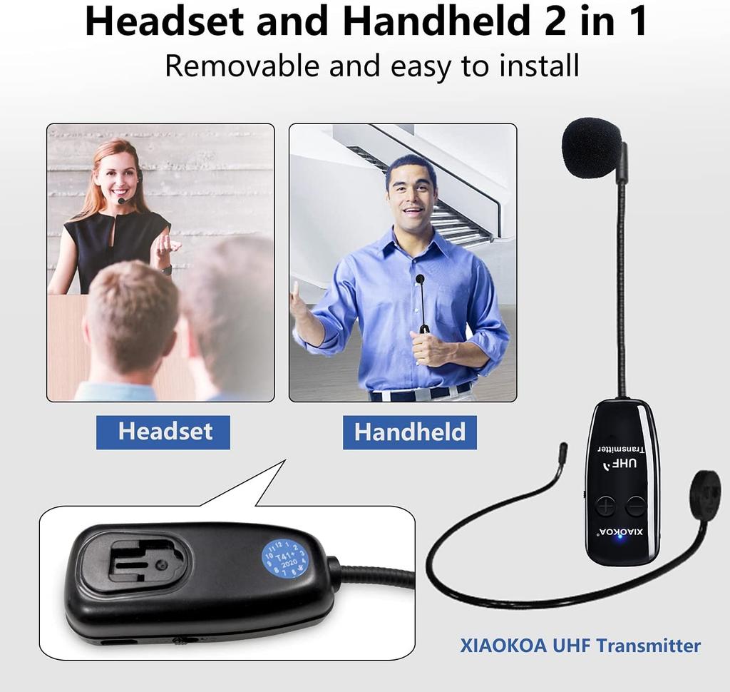 XIAOKOA Wireless Headset Transmission Volume Portable Stage Compatible with No Recording Certified by ITE Approval Instruction Manual Compatible with