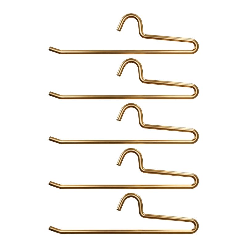 Grip Focused Z Form Trouser Hanger 5 Pack, Metal Closet Rail Holder for Pants Storage and Daily Closet Clothing Order