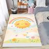 Cute Cartoon Theme Carpet Mat Rug Home Decoration Sun Rainbow Cloud Pattern Pink Background Floor Decor Kids Room
