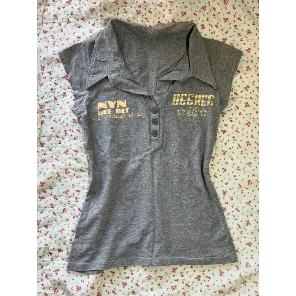 TrendHub Amerikanische Vintage T-Shirts Damen Kurzarm Retro Bodycon Y2k Crop Top Büro Dame Koreanische Mode Harajuku Subkultur T-Shirts