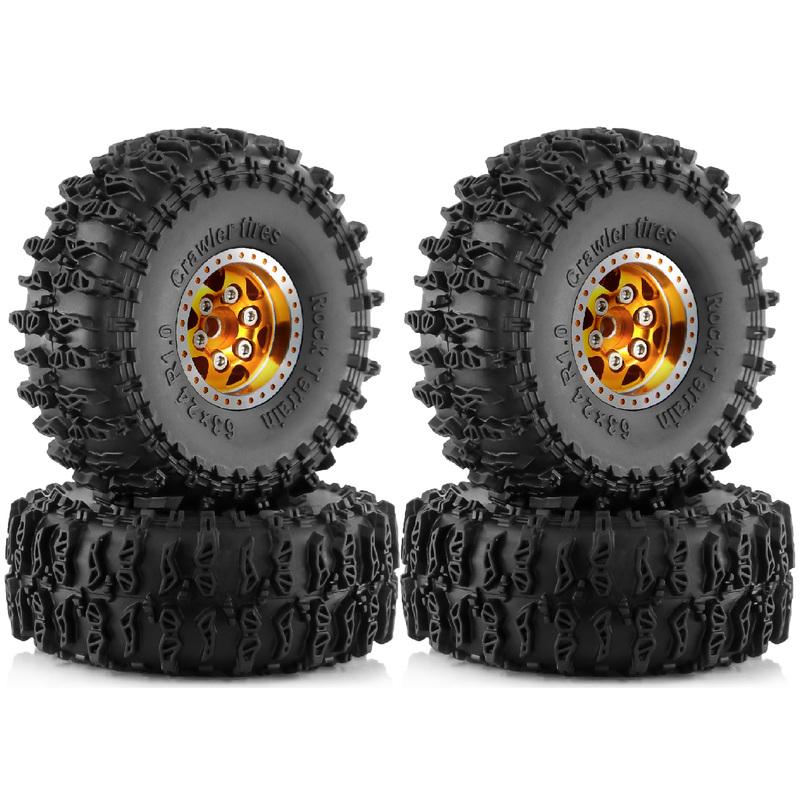 4pcs OD 63mm 1.0" Metal Beadlock Wheel Tire Set For 1/18 RC Crawler Car TRX4M SCX24 Upgrade Parts Accessories