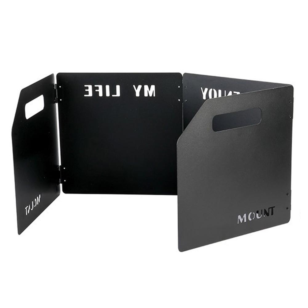 

Складной ветрозащитный экран для газовой плиты из нержавеющей стали, четырехсекционный кассетный ветрозащитный экран для кемпинговой горелки для барбекю чёрный