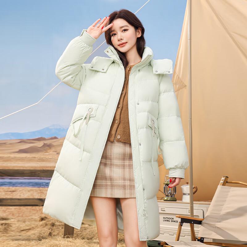 XueZhongFei Women's 90% Down Mid-Length Detachable Hood Puffer Jacket