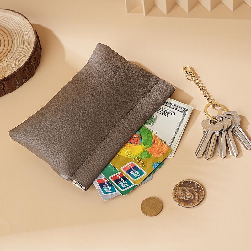 Luxurious Black Litchi Leather Snap-Closure Jewelry & Lipstick Pouch