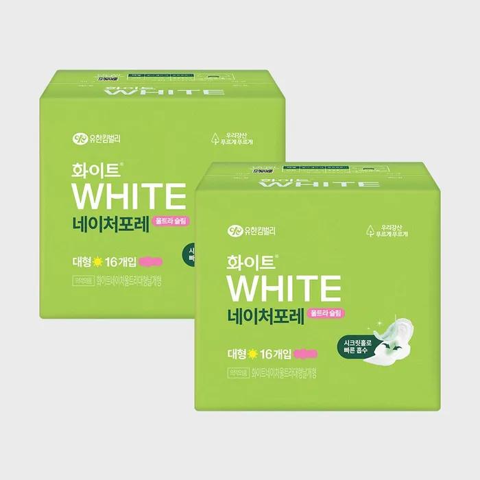 

White Nature Fore Sanitary Napkin Ultra Slim Winged Large 16 Pack x 2