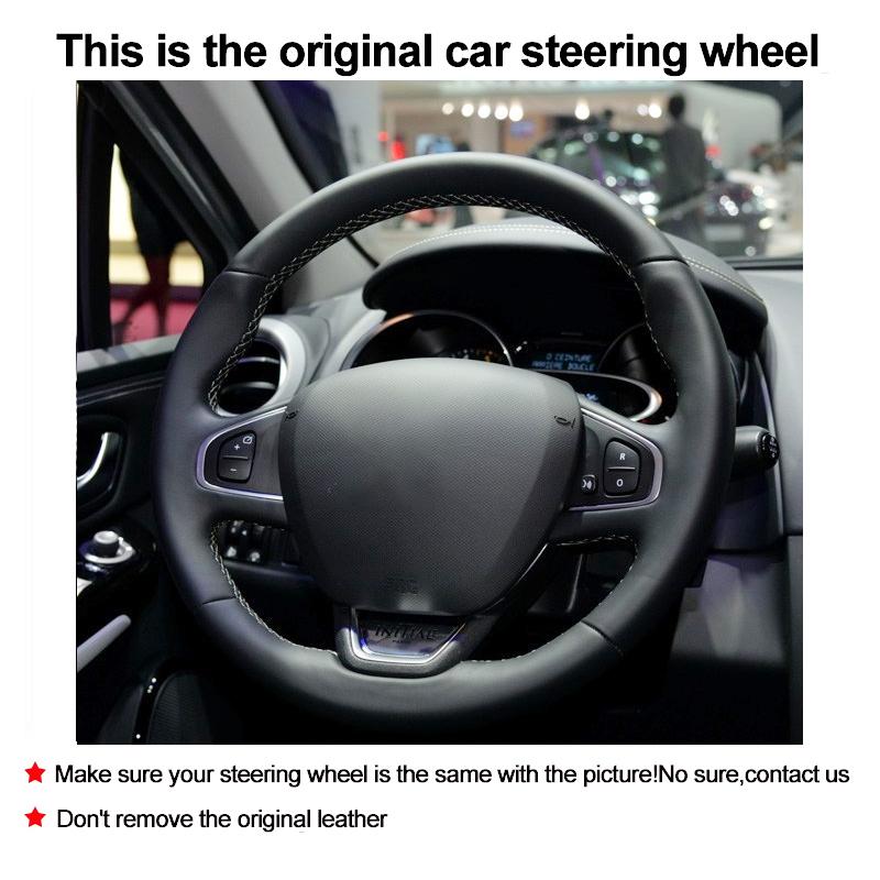 DIY Hand Sewing Car Steering Wheel Cover For Renault Clio 2013-2019 Customized Non-Slip Microfiber Braid Interior Accessories