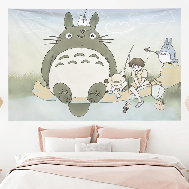 Hayao Miyazaki Totoro Background Cloth Ins Hanging Cloth Anime Hanging Paint Wall Bedhead Tapestry Room Dormitory Wall Cloth