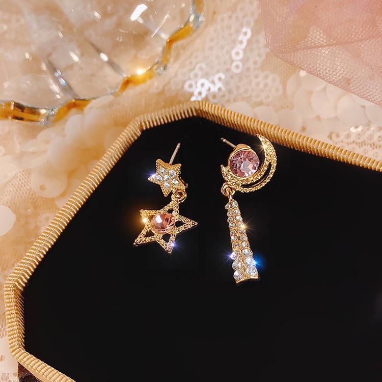 S925 Silver Needle Full-Diamond  Asymmetric Earrings for Women Exquisite Ear Drops Jewelry