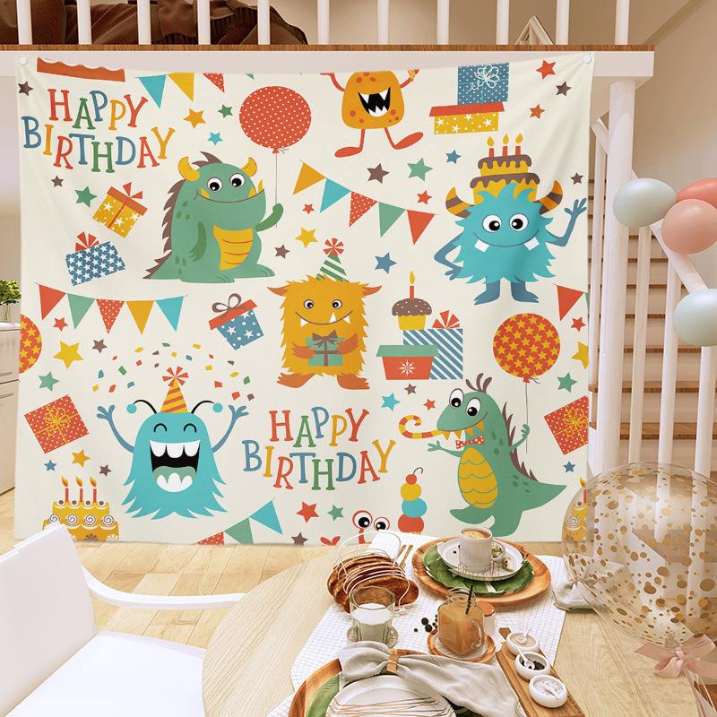 Birthday Party Decoration Tapestry Photo Background Cloth Ins Hanging Cloth Children's Meeting Scene Arrangement Background Wall Photo
