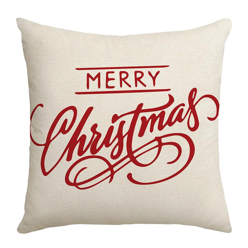 Red Christmas Pillow Cover Polyester Letter Print Home Sofa Pillow Cover Cushion