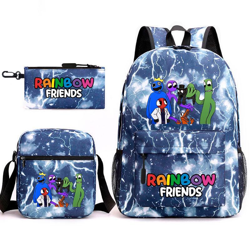 Rainbow Friends Surrounding Backpack Elementary School Student Starry Sky School Bag Three-piece Set