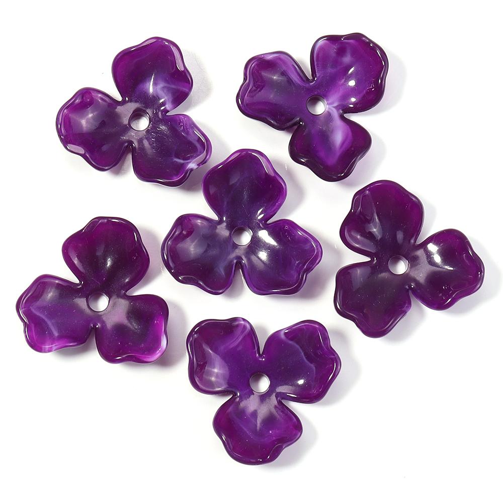 10pcs/lot Colorful Flower Acrylic Spacer Beads Three Petal Flower Loose Bead Caps For DIY Charms Earrings Necklace Accessories