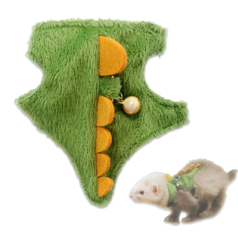 HIRAISM Ferret Harness for Small Dinosaur Adjustable Lead with Bell Rabbits, Kittens, Puppies, Animals, Motif,