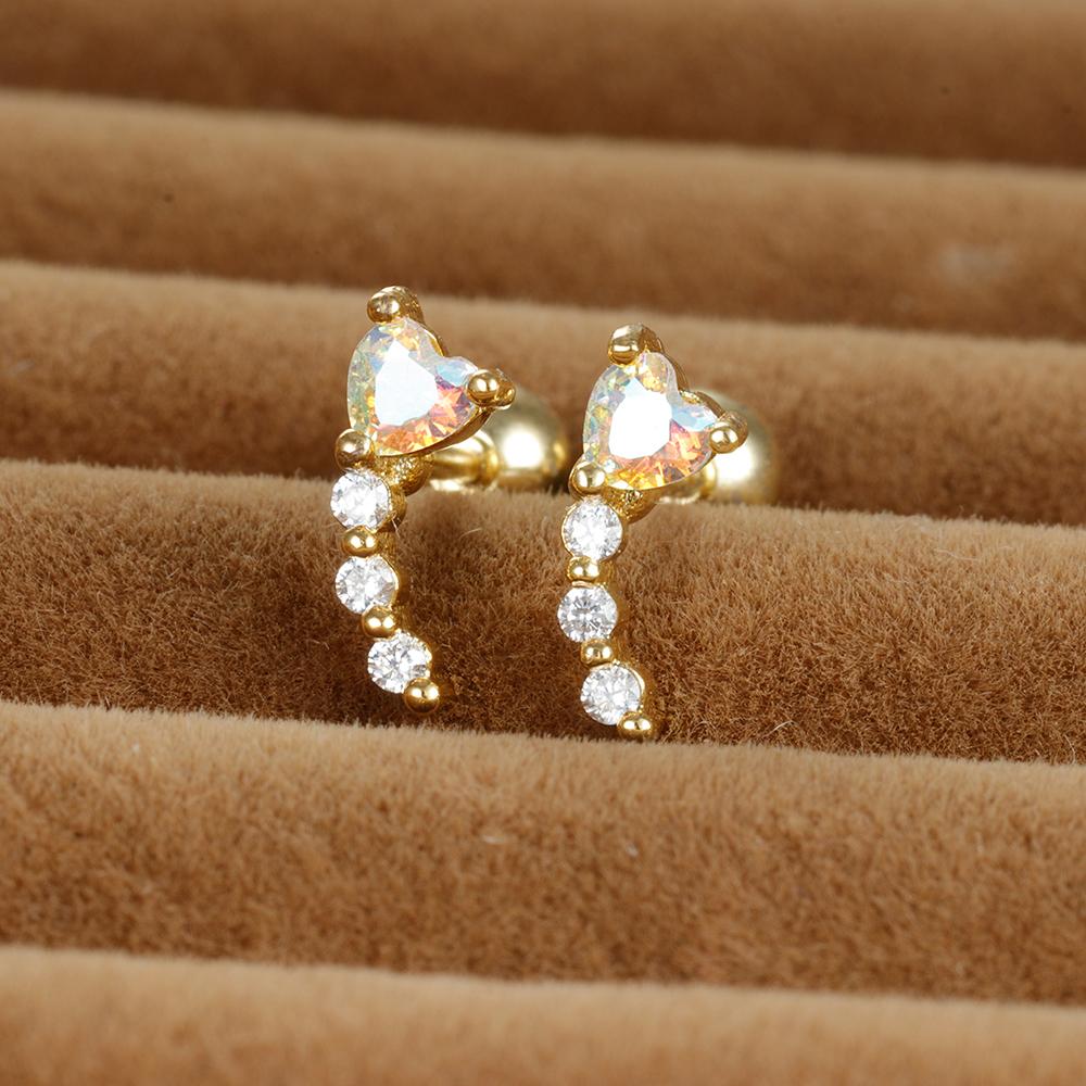 Vintage Gold Color Stainless Steel Butterfly Earrings for Women Zircon Cartilage Piercing Stud Earring Jewelry aretes de mujer