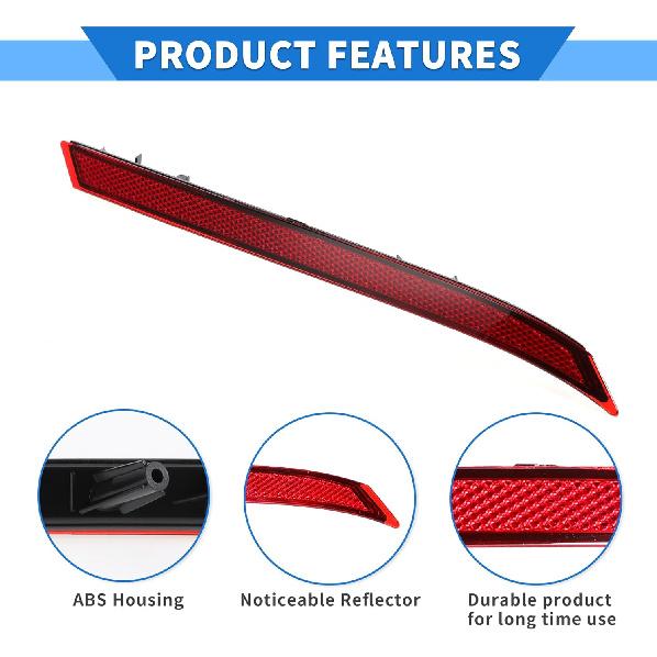 Stötfångarreflektor Kompatibel för Land Rover Range Rover Velar 2018-2023, Hållbar Plast Röd Bakre Vänster Stötfångarreflektor Sidomarkör