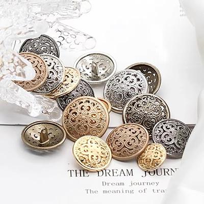 10PCS Blouse Hollow Buttons DIY Clothing Sewing Handmade Golden Carved Retro Decorative